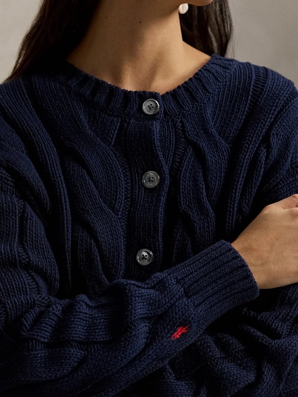 NWT Polo Ralph Lauren Crewneck Cable Knit Cardigan Sweater